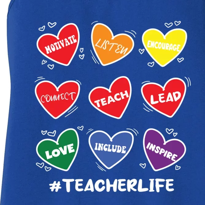 Teacher Life Gay Cool Heart Pride Flag Lgbtq Teaching Gift Women's Racerback Tank