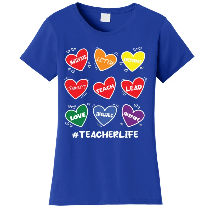 Teacher Life Gay Cool Heart Pride Flag Lgbtq Teaching Gift Women's T-Shirt