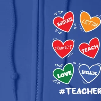 Teacher Life Gay Cool Heart Pride Flag Lgbtq Teaching Gift Full Zip Hoodie