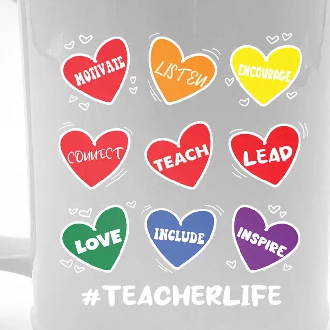 Teacher Life Gay Cool Heart Pride Flag Lgbtq Teaching Funny Gift Front & Back Beer Stein