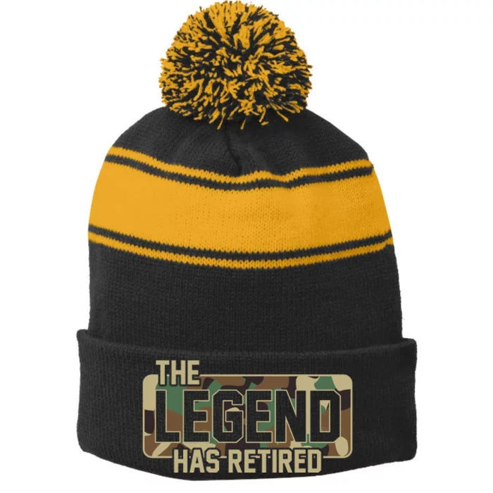 The Legend Has Retired Army Veteran Gift Stripe Pom Pom Beanie