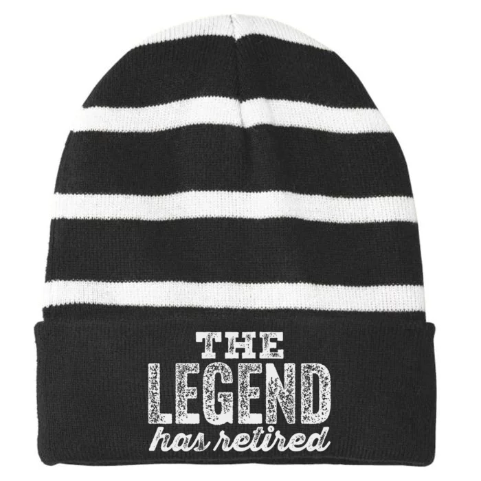 The Legend Has Retired Striped Beanie with Solid Band