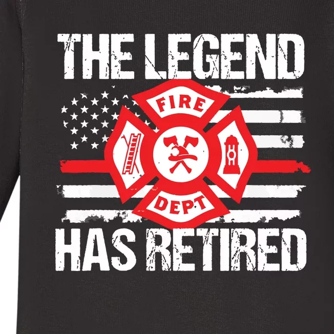 The Legend Has Retired Firefighter Retirement Party Gift Baby Long Sleeve Bodysuit