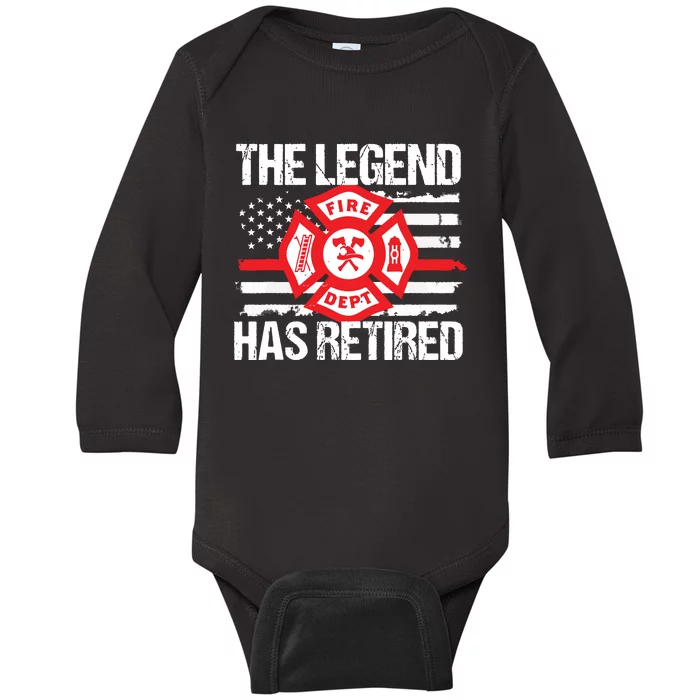 The Legend Has Retired Firefighter Retirement Party Gift Baby Long Sleeve Bodysuit