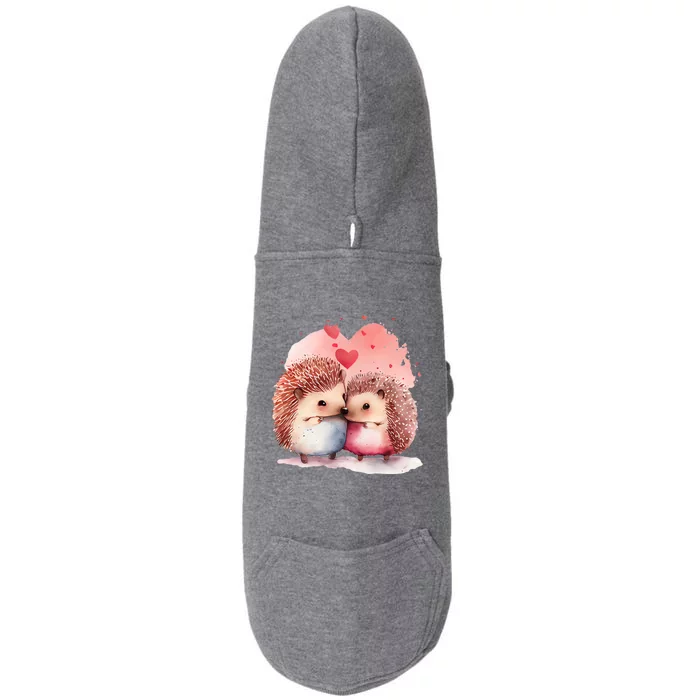 Two Loving Hedgehogs In Love Heart Valentine's Day Hedgehog Gift Doggie 3-End Fleece Hoodie