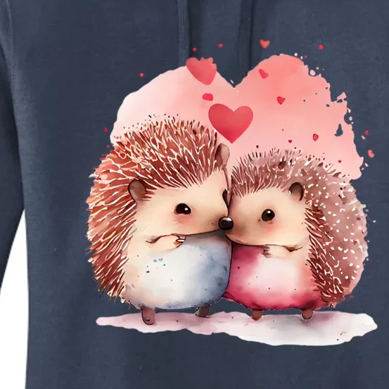 Two Loving Hedgehogs In Love Heart Valentine's Day Hedgehog Gift Women's Pullover Hoodie