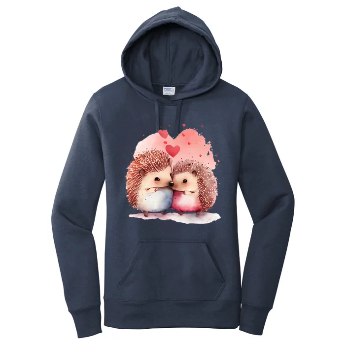 Two Loving Hedgehogs In Love Heart Valentine's Day Hedgehog Gift Women's Pullover Hoodie