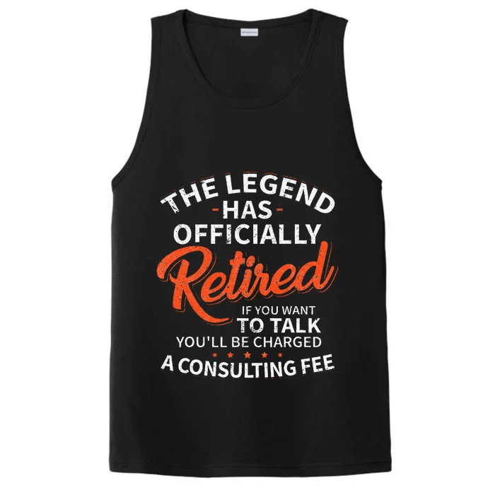 The Legend Has Retired Men Officer Officially Retirement Performance Tank