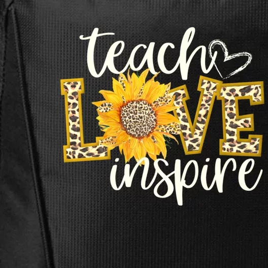 Teach Love Inspire Cute Sunflower Leopard Cheetah Print Gift City Backpack