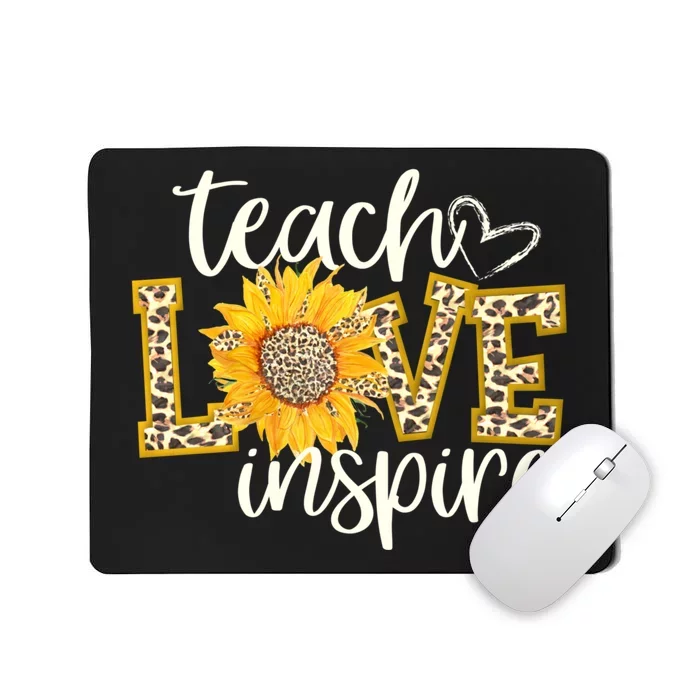 Teach Love Inspire Cute Sunflower Leopard Cheetah Print Gift Mousepad