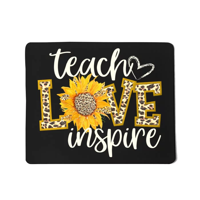 Teach Love Inspire Cute Sunflower Leopard Cheetah Print Gift Mousepad