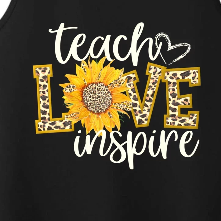 Teach Love Inspire Cute Sunflower Leopard Cheetah Print Gift Performance Tank