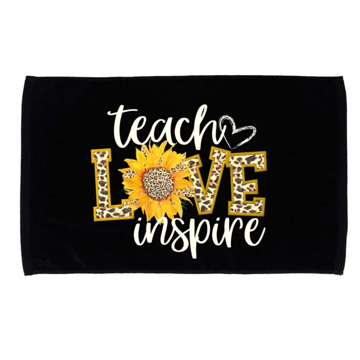 Teach Love Inspire Cute Sunflower Leopard Cheetah Print Gift Microfiber Hand Towel