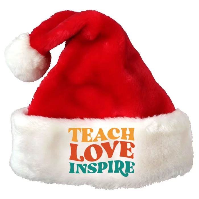 Teach Love Inspire Gift For Teacher Premium Christmas Santa Hat