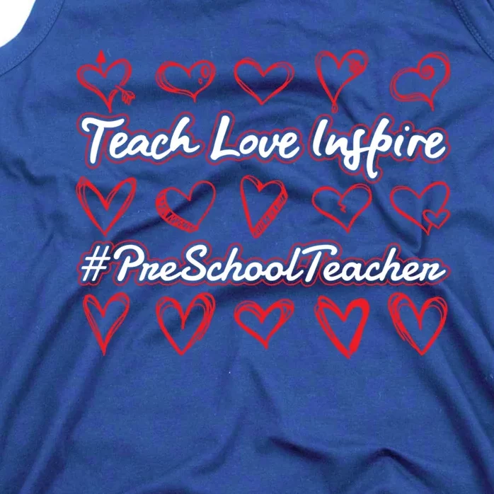 Teach Love Inspire Valentines Day Preschool Teacher Heart Gift Tank Top