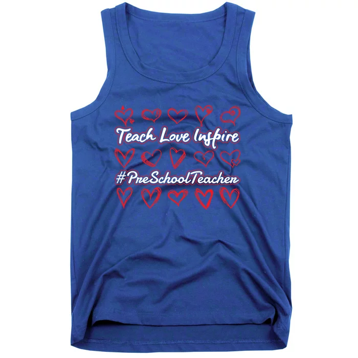 Teach Love Inspire Valentines Day Preschool Teacher Heart Gift Tank Top