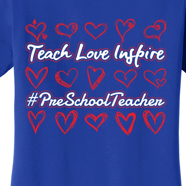 Teach Love Inspire Valentines Day Preschool Teacher Heart Gift Women's T-Shirt