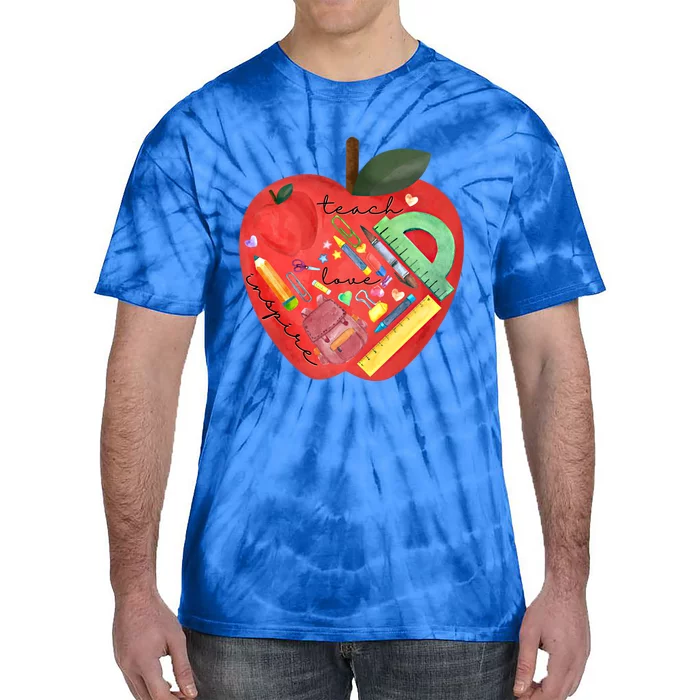 Teach Love Inspire Watercolor Teachers' Day Lettering Gift Tie-Dye T-Shirt