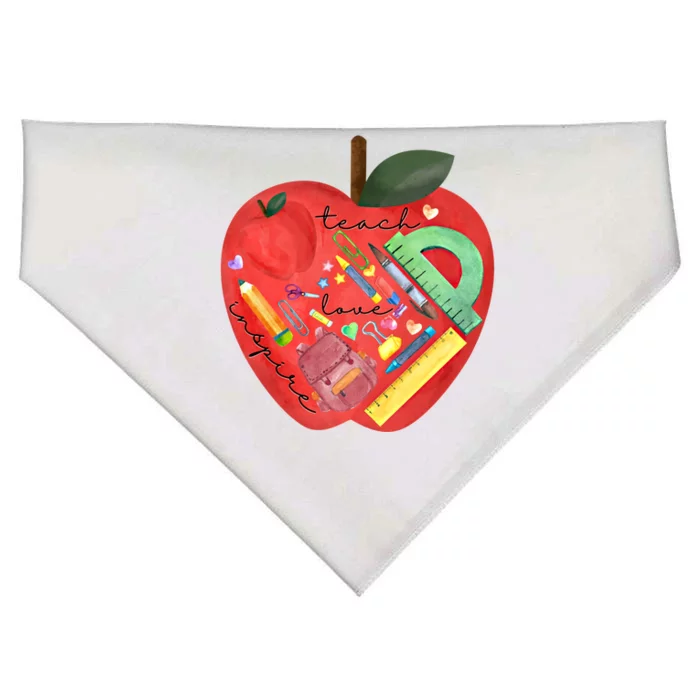 Teach Love Inspire Watercolor Teachers' Day Lettering Gift USA-Made Doggie Bandana