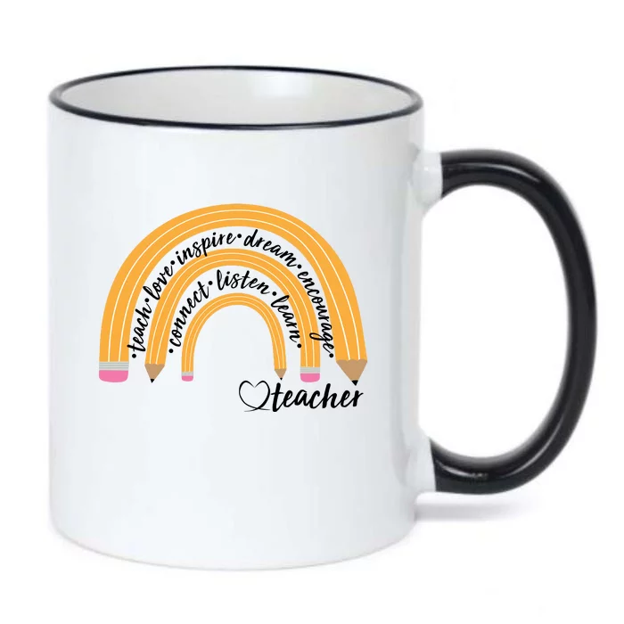 Teach Love Inspire Dream Encourage Teacher Love Black Color Changing Mug