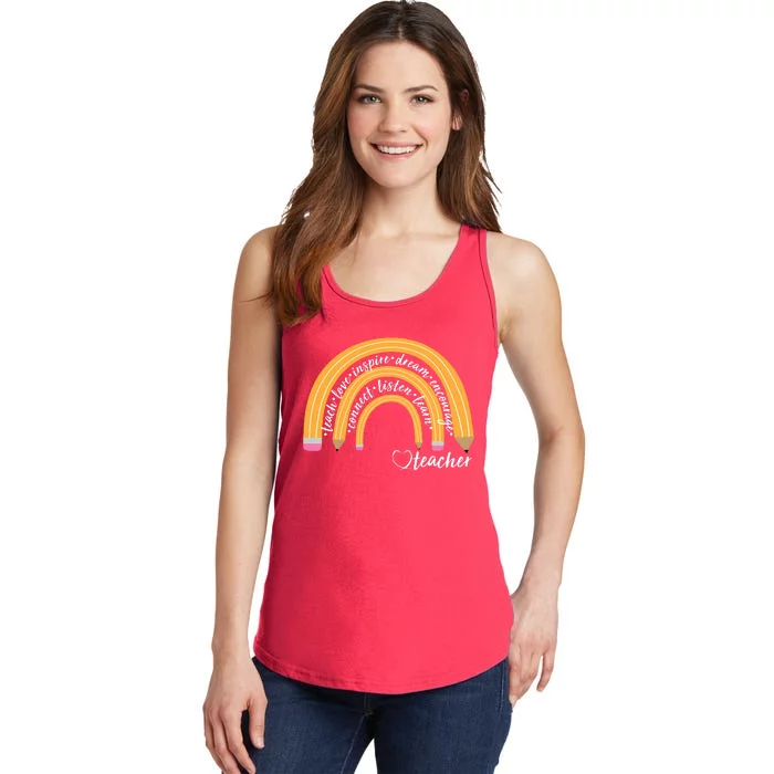 Teach Love Inspire Dream Encourage Teacher Love Ladies Essential Tank