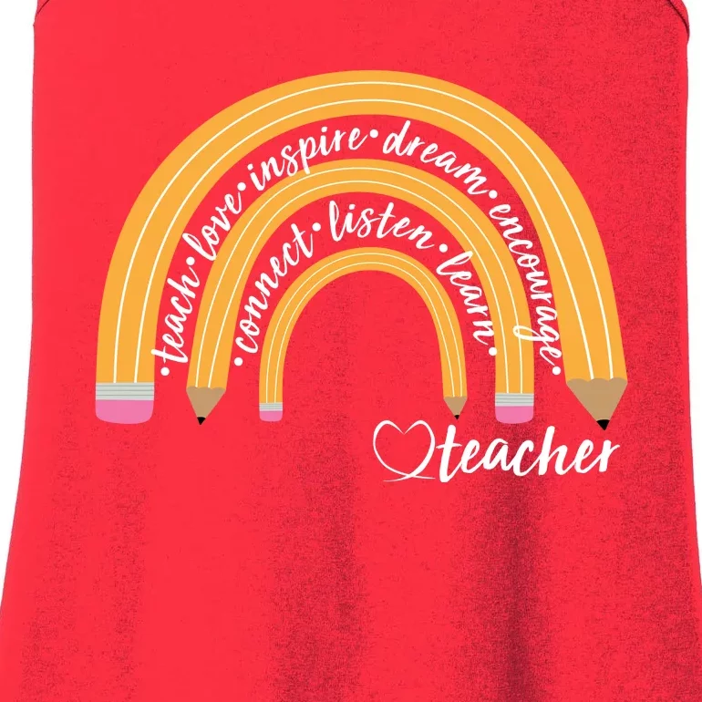 Teach Love Inspire Dream Encourage Teacher Love Ladies Essential Tank