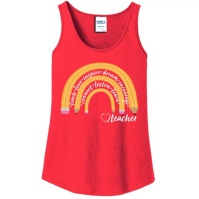 Teach Love Inspire Dream Encourage Teacher Love Ladies Essential Tank