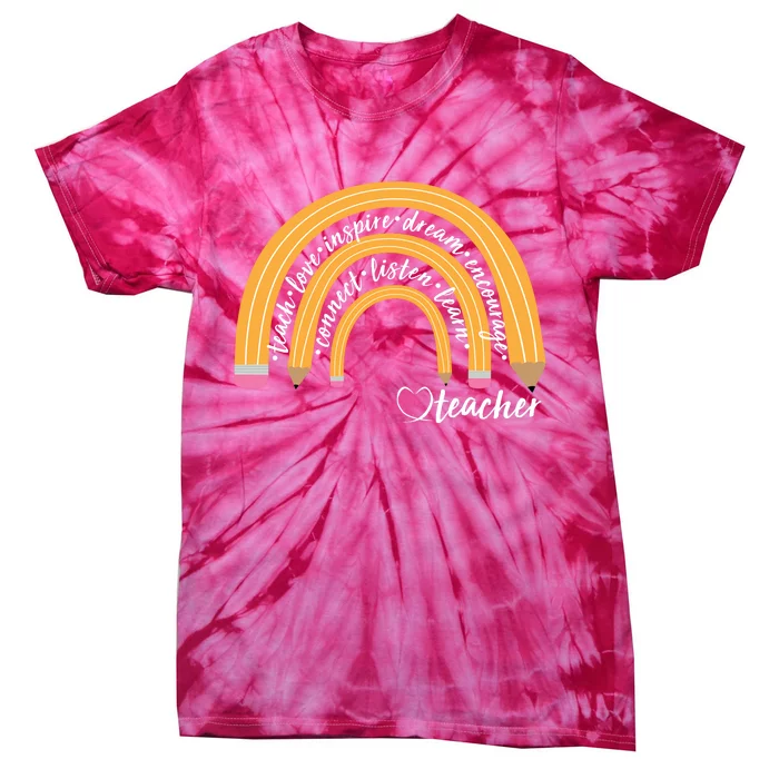 Teach Love Inspire Dream Encourage Teacher Love Tie-Dye T-Shirt