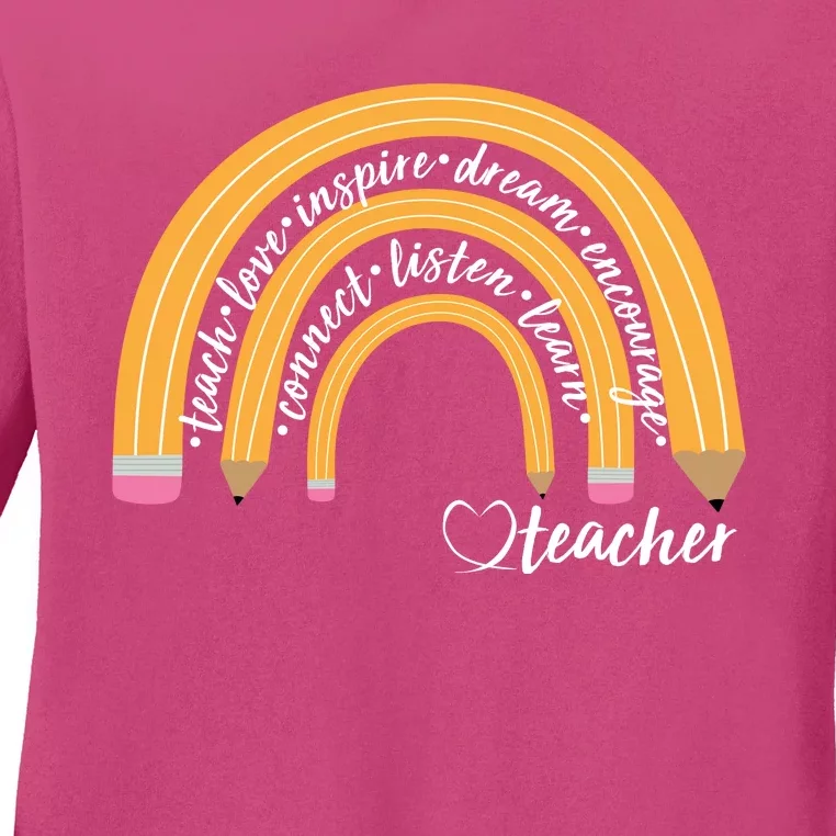 Teach Love Inspire Dream Encourage Teacher Love Ladies Long Sleeve Shirt