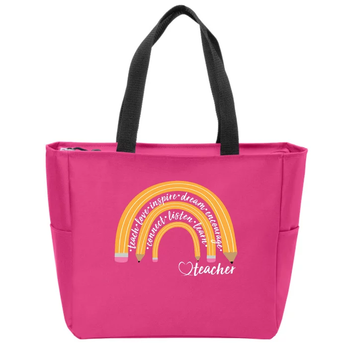 Teach Love Inspire Dream Encourage Teacher Love Zip Tote Bag