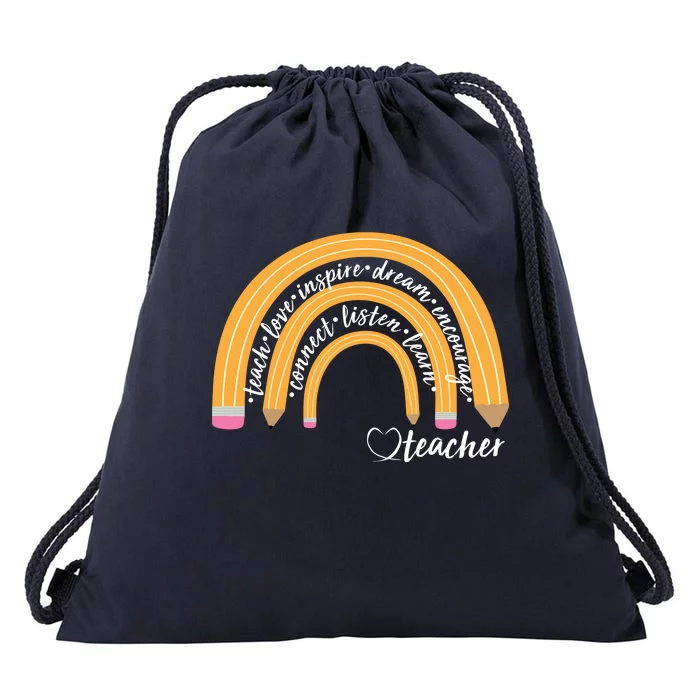 Teach Love Inspire Dream Encourage Teacher Love Drawstring Bag