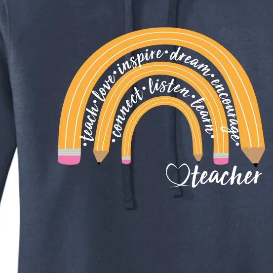 Teach Love Inspire Dream Encourage Teacher Love Women's Pullover Hoodie