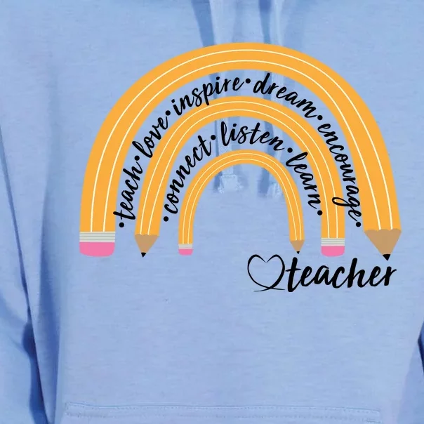 Teach Love Inspire Dream Encourage Teacher Love Unisex Surf Hoodie