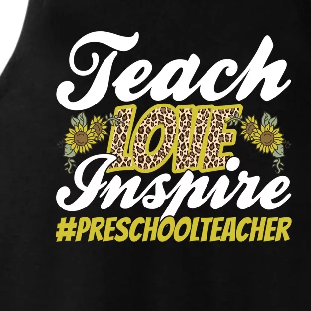 Teach Love Inspire Valentines Day Preschool Teacher Meaningful Gift Ladies Tri-Blend Wicking Tank