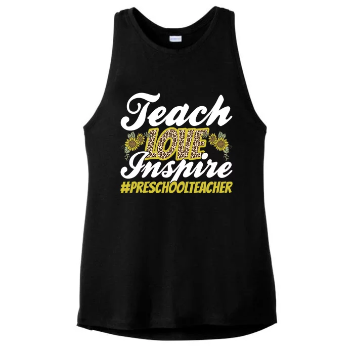 Teach Love Inspire Valentines Day Preschool Teacher Meaningful Gift Ladies Tri-Blend Wicking Tank