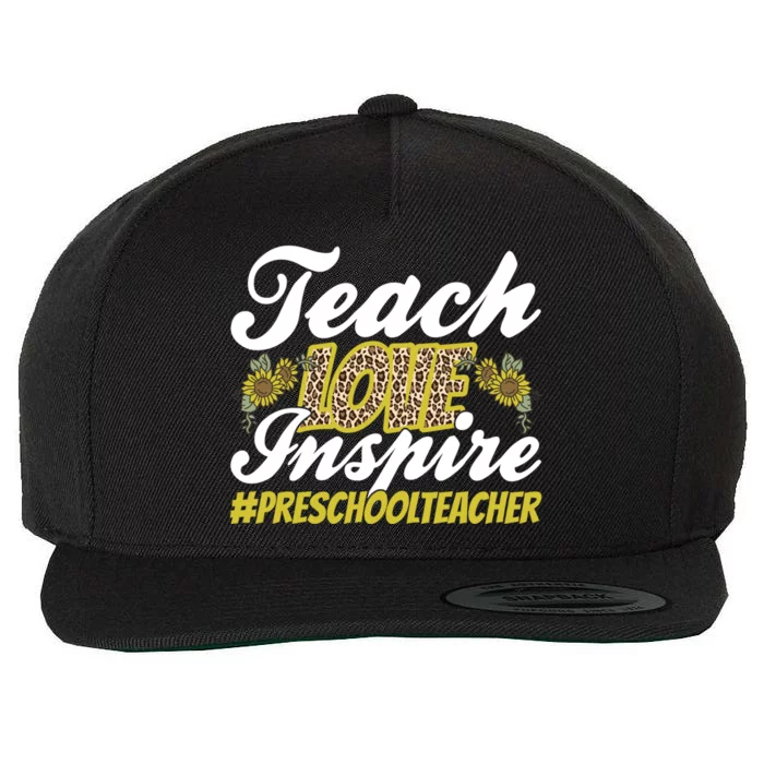 Teach Love Inspire Valentines Day Preschool Teacher Meaningful Gift Wool Snapback Cap