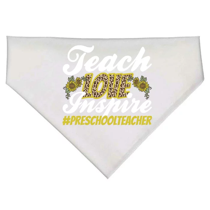 Teach Love Inspire Valentines Day Preschool Teacher Meaningful Gift USA-Made Doggie Bandana