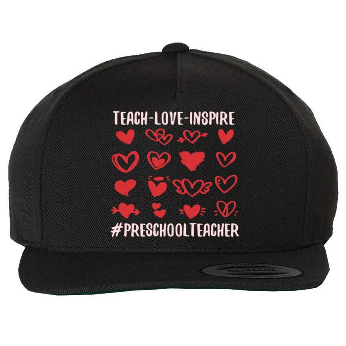 Teachgift Love Inspire Valentine's Day Preschool Funny Teacher Funny Gift Wool Snapback Cap