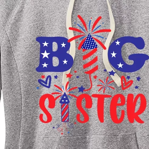 This Little Is Going To Be Big Sister 4th July Big Sister Women's Fleece Hoodie