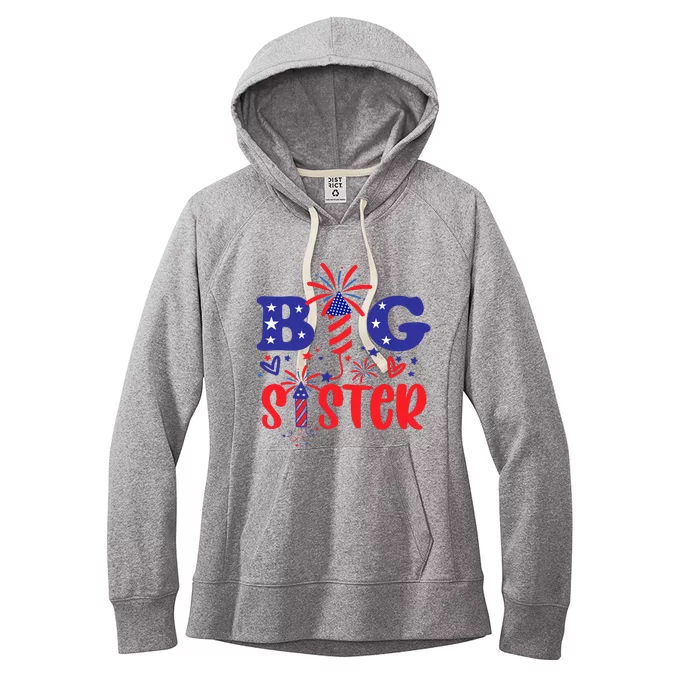 This Little Is Going To Be Big Sister 4th July Big Sister Women's Fleece Hoodie