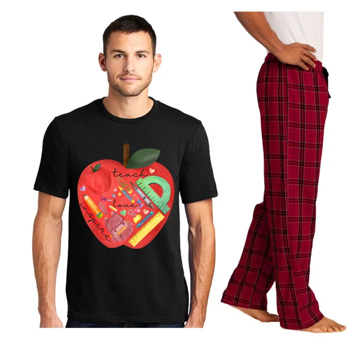 Teach Love Inspire Watercolor Teachers' Day Lettering Gift Pajama Set