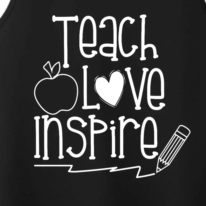 Teach Love Inspire Cute Gift For Teacher Performance Tank