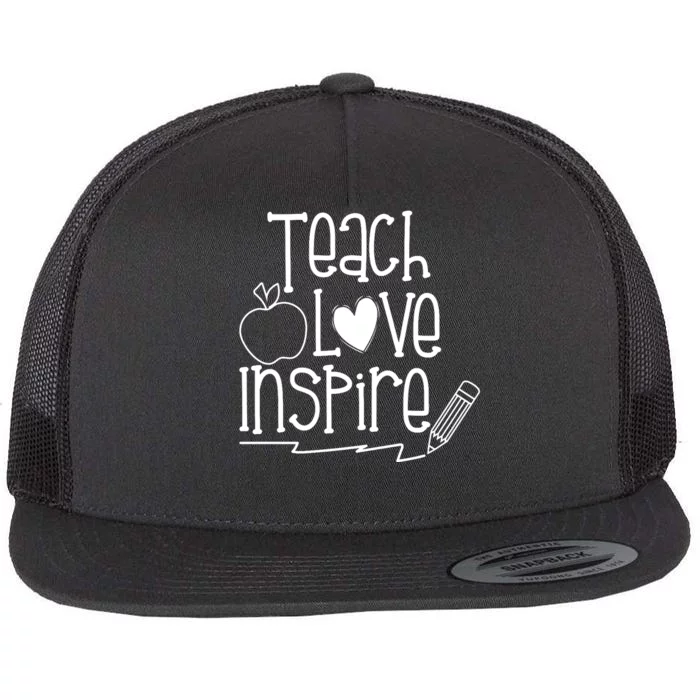 Teach Love Inspire Cute Gift For Teacher Flat Bill Trucker Hat