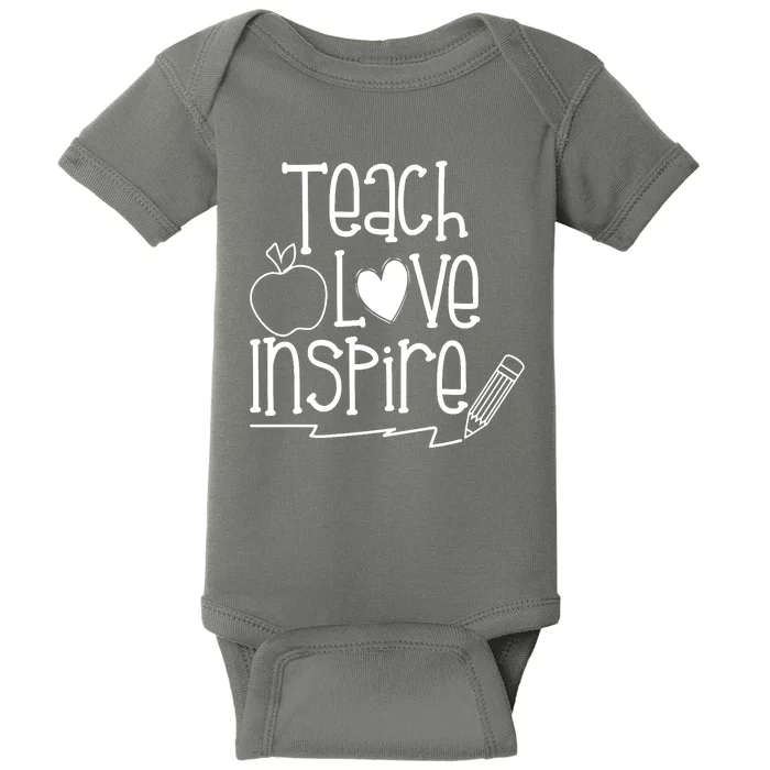 Teach Love Inspire Cute Gift For Teacher Baby Bodysuit