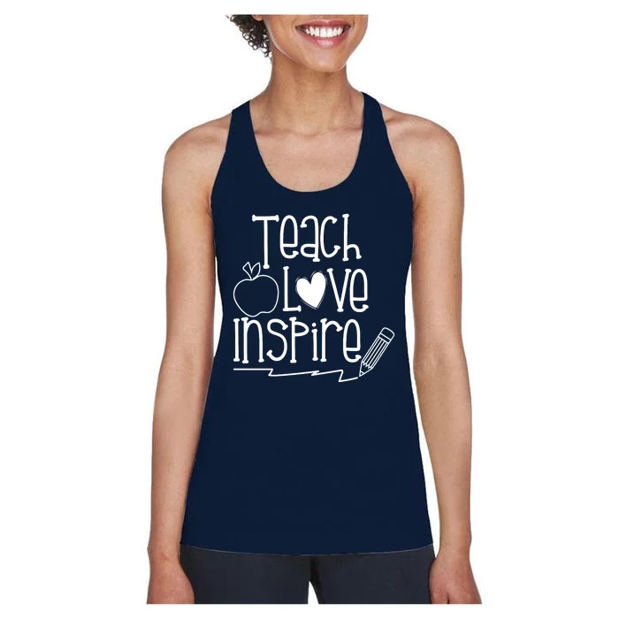 Teach Love Inspire Cute Gift For Teacher Women's Racerback Tank