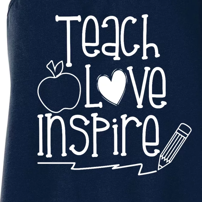 Teach Love Inspire Cute Gift For Teacher Women's Racerback Tank