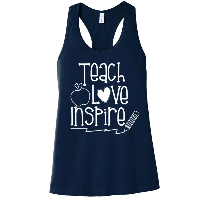 Teach Love Inspire Cute Gift For Teacher Women's Racerback Tank