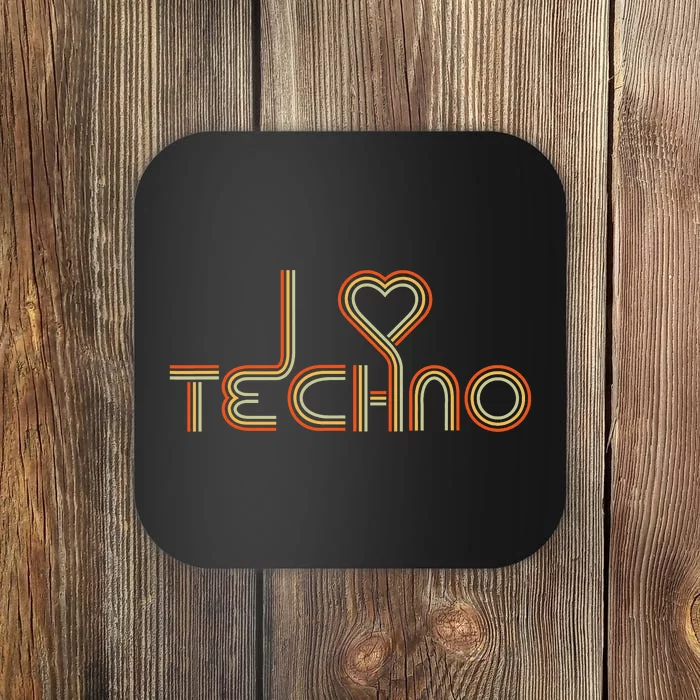 Techno Lover I Love Techno Retro Coaster