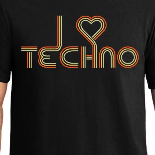 Techno Lover I Love Techno Retro Pajama Set