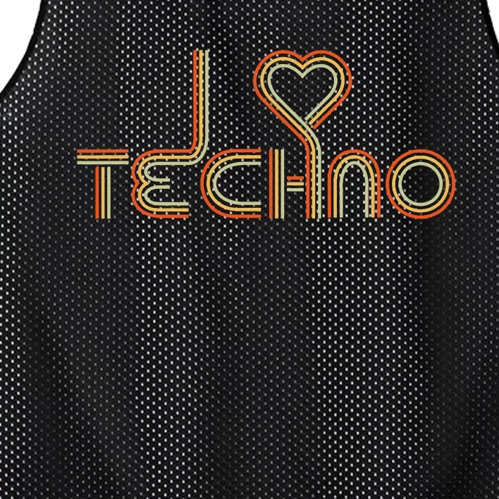 Techno Lover I Love Techno Retro Mesh Reversible Basketball Jersey Tank